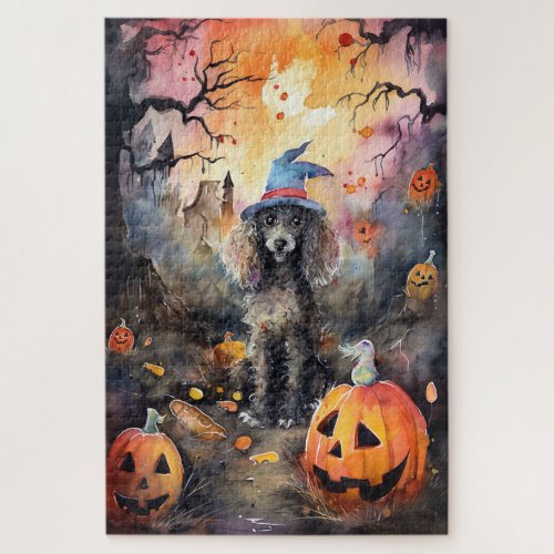  Halloween Poodle With Pumpkins Scary Jigsaw Puzzle