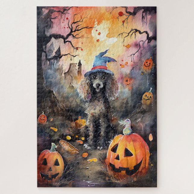 Halloween Poodle With Pumpkins Scary Jigsaw Puzzle (Vertical)