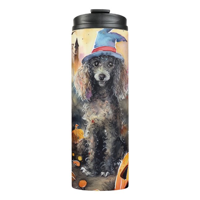  Halloween Poodle With Pumpkins Scary Thermal Tumbler (Front)