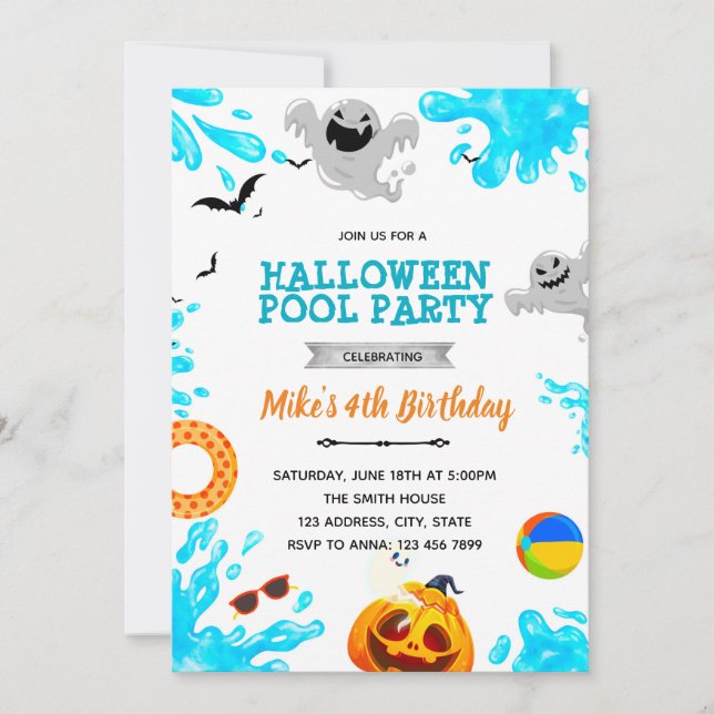 Halloween Pool Party invitation (Front)