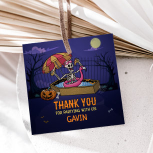 Halloween Pool Summerween Birthday Square Favor Tags