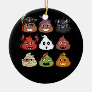 Halloween Poop Emojis Face Pumpkin Pirate Mummy Ceramic Ornament