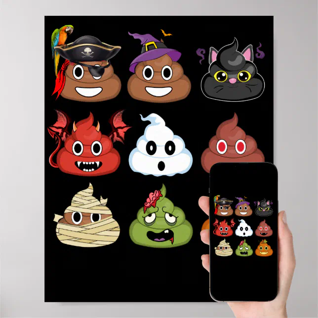 Halloween Poop Emojis Face Pumpkin Pirate Mummy Poster Zazzle
