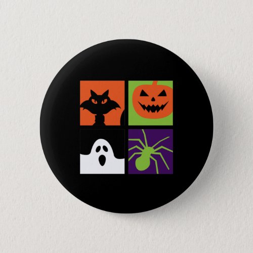 Halloween Pop Art Pumpkin Black Cat Spider Ghost Button