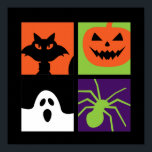 Halloween Pop Art Pumpkin Black Cat Spider Ghost Poster<br><div class="desc">Pumpkin Black Cat Spider and Ghost Vintage Halloween Pop Art. Funny Halloween costume design to wear when you go Trick or Treat. This creepy and freaky merchandise is great for a spooky night Halloween party with scary ghost or horror movie theme. Go well with your Halloween decoration of Jack O...</div>