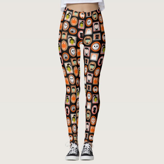 Halloween Portraits Cute illustrated Leggings (Front)