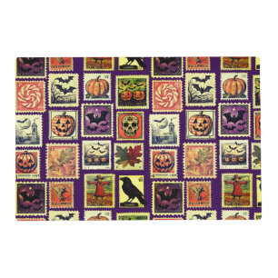 Halloween Postage Stamp Pattern Laminated Placemat