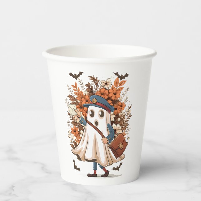 Halloween Postal Service Ghost Paper Cups (Front)