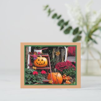 HALLOWEEN POSTCARD/SMILING PUMPKIN/HAPPY HALLOWEEN