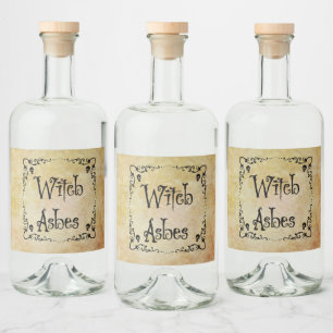 Halloween Potion Ingredients Witch Ashes Liquor Bottle Label