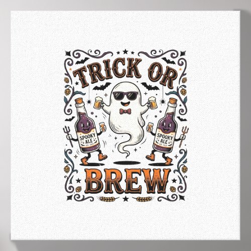 Halloween Potion Trick or Brew Vintage Engraved Hu Canvas Photo Tile