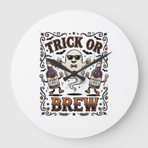 Halloween Potion Trick or Brew Vintage Engraved Hu Large Clock