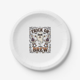 Halloween Potion Trick or Brew Vintage Engraved Hu Paper Plates