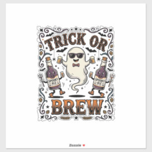 Halloween Potion Trick or Brew Vintage Engraved Hu Sticker