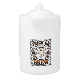 Halloween Potion Trick or Brew Vintage Engraved Hu Teapot