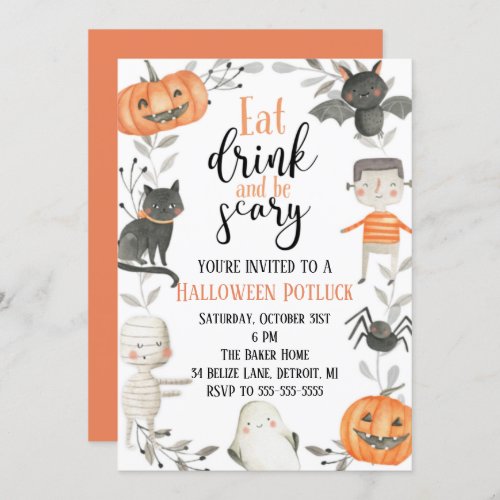 Halloween Potluck Party Invitation