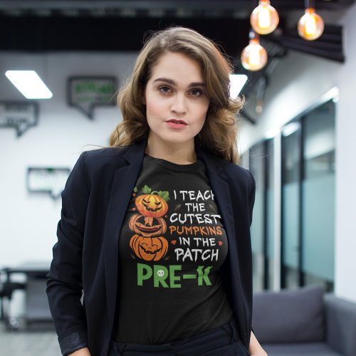 Halloween Pre K Teacher Cute Pumpkins T_Shirt