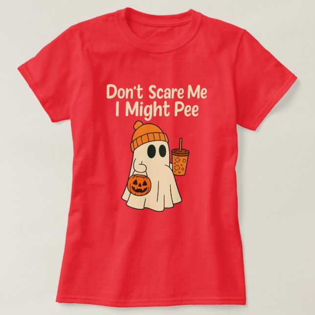 Halloween Pregnancy Announcement Don't Scare Me  T-Shirt (Design Front)