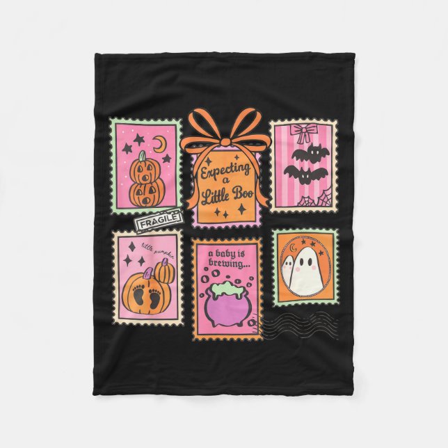 Halloween Pregnancy Announcement Funny Ghost Baby  Fleece Blanket (Front)