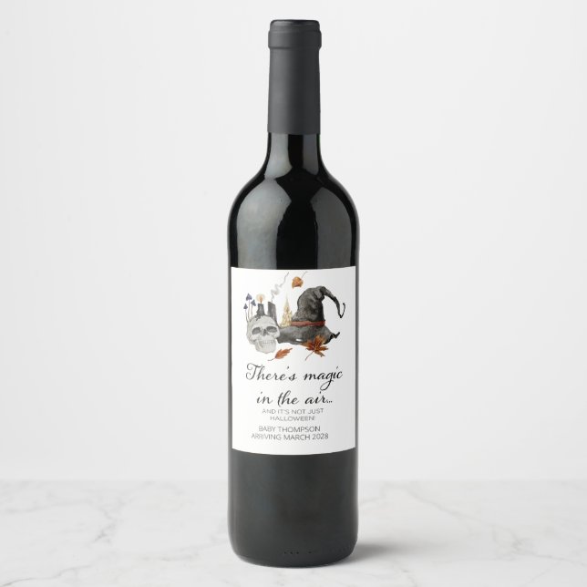 Halloween Pregnancy Announcement Grandparent to Be Wine Label (Front)