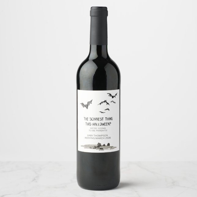 Halloween Pregnancy Announcement Grandparent to Be Wine Label (Front)