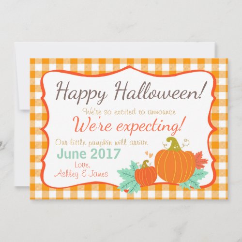 Halloween pregnancy announcement Pumpkin