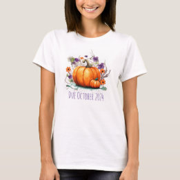 Halloween Pregnancy Announcement Pumpkin  Due Date T-Shirt