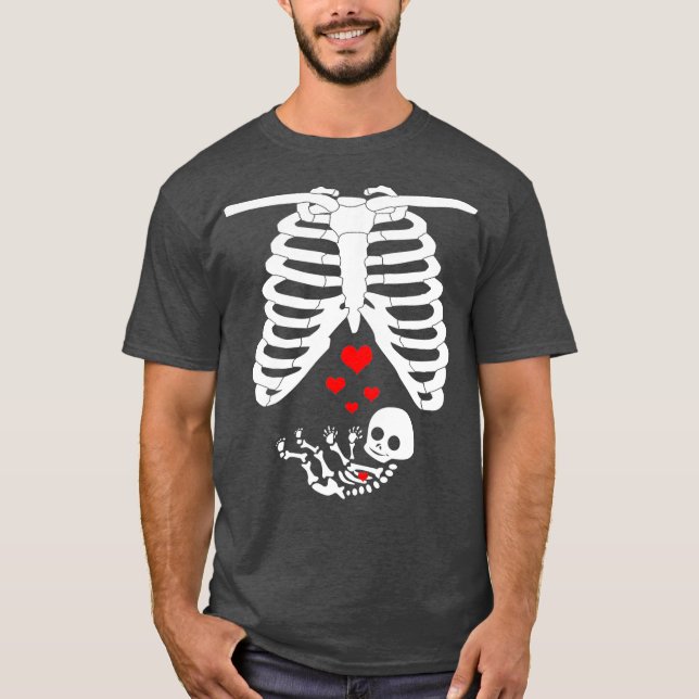 Halloween Pregnancy Cute Baby Skeleton Costume T-Shirt (Front)
