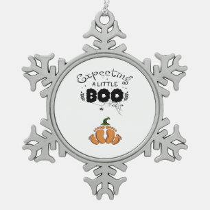 Halloween Pregnancy Mom To Be Expecting Little Boo Snowflake Pewter Christmas Ornament