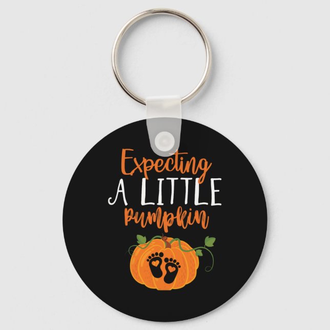 Halloween Pregnancy Mom To Be Expecting Little Pum Keychain (Front)
