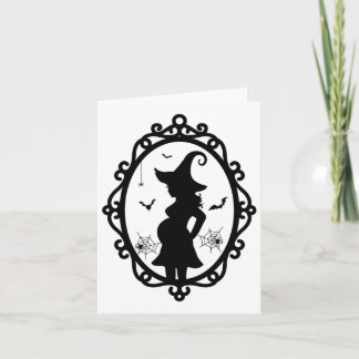 Halloween Pregnant Witch And Mirror Witch Costume  Card