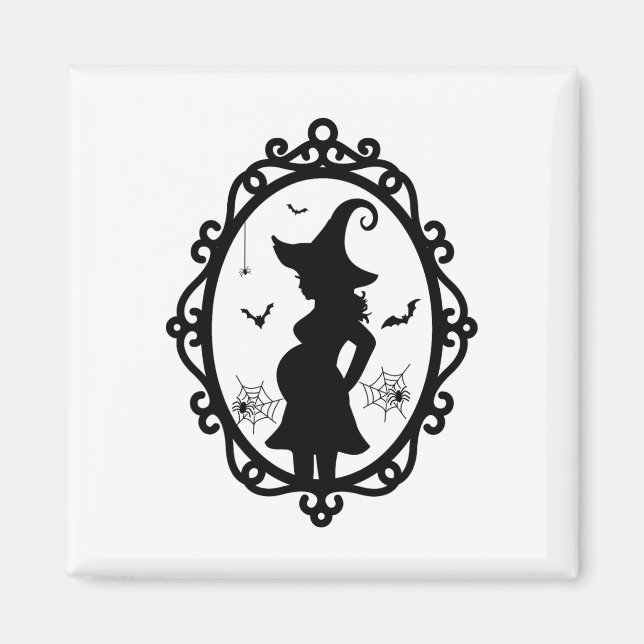 Halloween Pregnant Witch And Mirror Witch Costume  Magnet (Front)