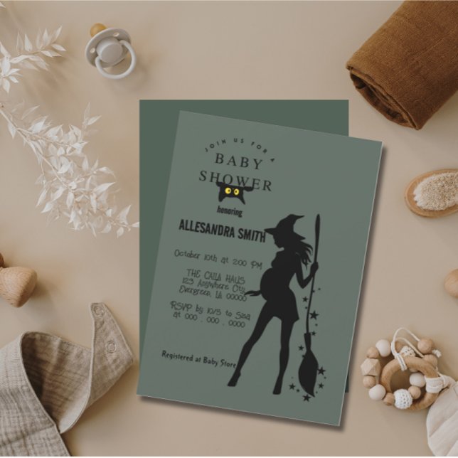 Halloween Pregnant Witch Gender Neutral Invitation (Halloween Pregnant Witch Gender Neutral Invitation)