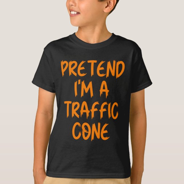 Halloween Pretend I'm A Traffic Cone Costume Lazy  T-Shirt (Front)