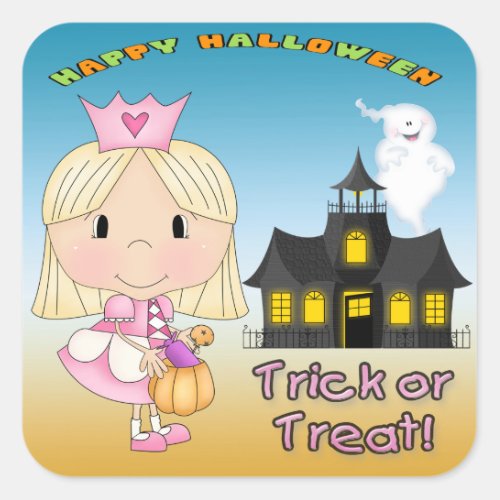 Halloween Princess Square Stickers