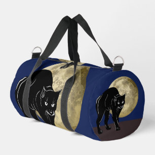 Halloween Prowling Black Cat On A Full Moon Night Duffle Bag