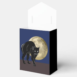 Halloween Prowling Black Cat On A Full Moon Night Favor Boxes