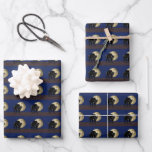 Halloween Prowling Black Cat On A Full Moon Night Wrapping Paper Sheets<br><div class="desc">Gift Giving Package Wrapping Paper set of 3 sheets printed with a Halloween Prowling Black Cat On A Full Moon Night hand drawn graphic artwork drawing design illustration by TheFabricSeal print on demand shop at Zazzle.com #ZazzleMade ©️Original. https://www.zazzle.com/store/thefabricseal This Halloween classic looking vintage yet modern contemporary style art piece features...</div>