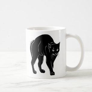 Halloween Prowling Black Cat Silhouette Drawing Coffee Mug