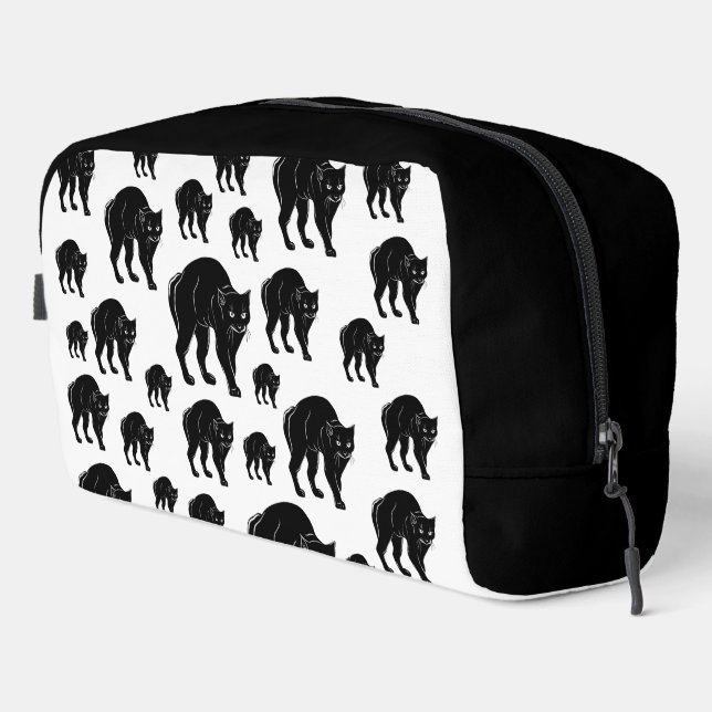 Halloween Prowling Black Cat Silhouette Drawing Dopp Kit (Right Corner)