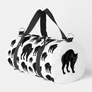 Halloween Prowling Black Cat Silhouette Drawing Duffle Bag