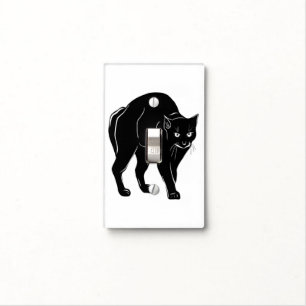 Halloween Prowling Black Cat Silhouette Drawing Light Switch Cover