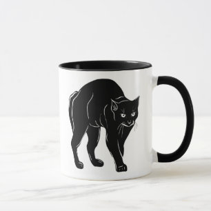 Halloween Prowling Black Cat Silhouette Drawing Mug