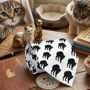 Halloween Prowling Black Cat Silhouette Drawing Neck Tie