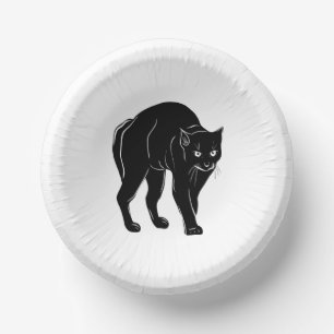 Halloween Prowling Black Cat Silhouette Drawing Paper Bowls