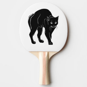 Halloween Prowling Black Cat Silhouette Drawing Ping Pong Paddle