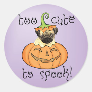 Halloween Pug Classic Round Sticker