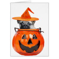 Halloween pug dog card