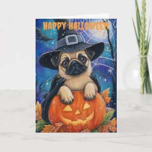 Halloween Pug Dog Holiday Card