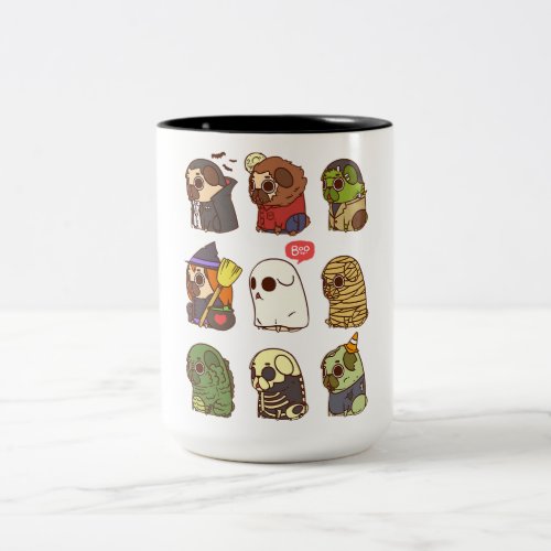 Halloween Pug Horror Costumes Gift Ideas Two_Tone Coffee Mug
